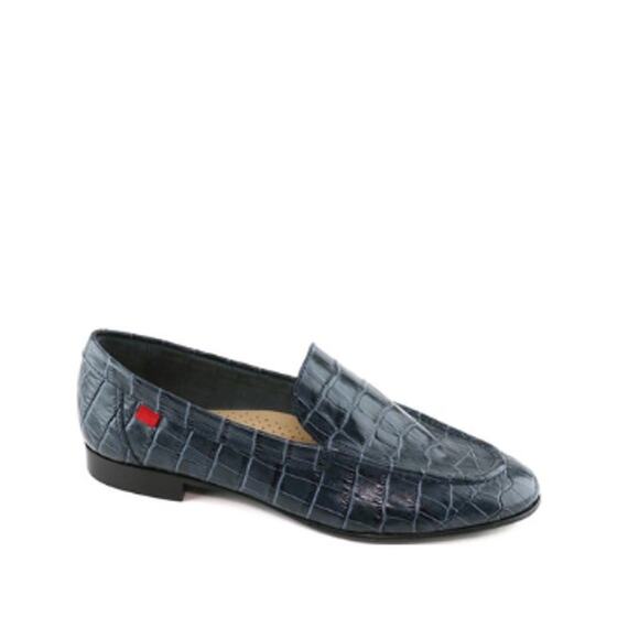 Marc Joseph Madison Ave Loafers 7 NWOT Navy Blue Leather Flats Croc Academia - Picture 1 of 9